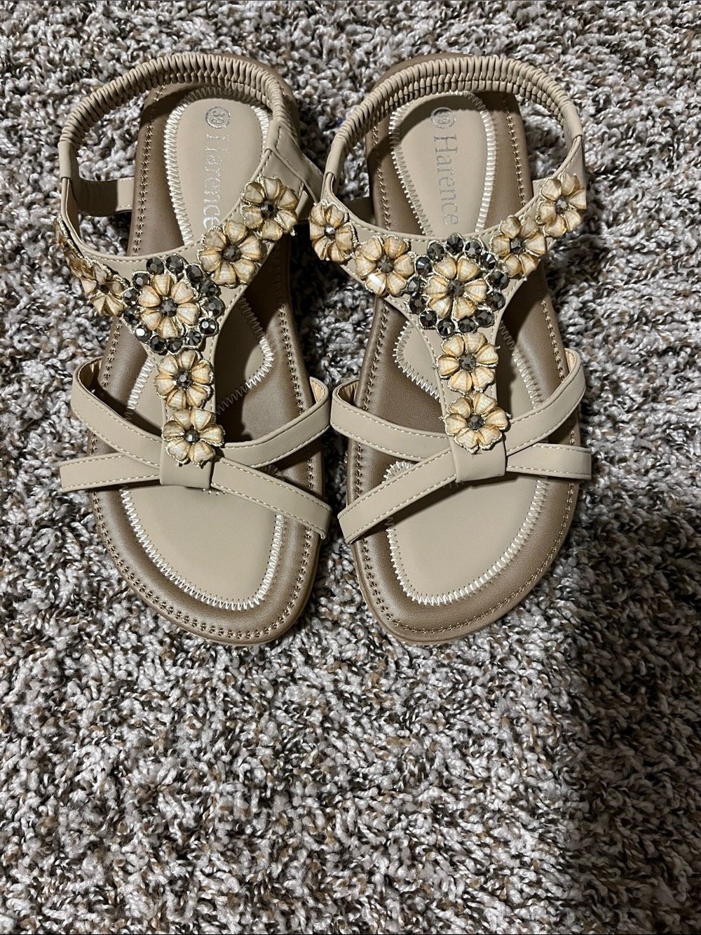 Harence Floral Cream Women's Sandals- Never Worn